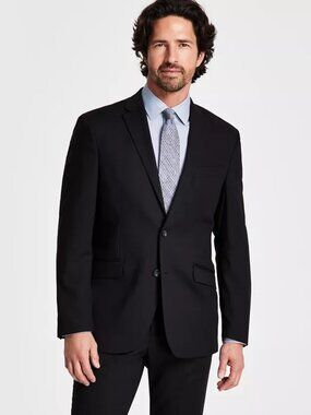 Kenneth Cole Reaction Techni-Cole Slim-Fit Suit Black (Jacket: 42R, Pants 32x32)
